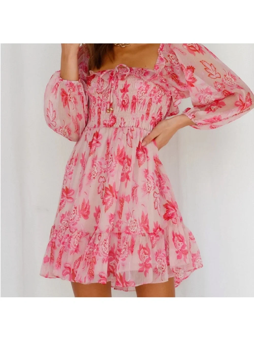 Hello Molly - Aura Check Dress Pink NWOT